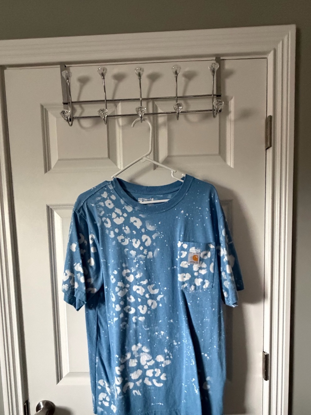 Carhartt Blue Bleach Splatter Pocket T-Shirt | Relaxed Fit | XL